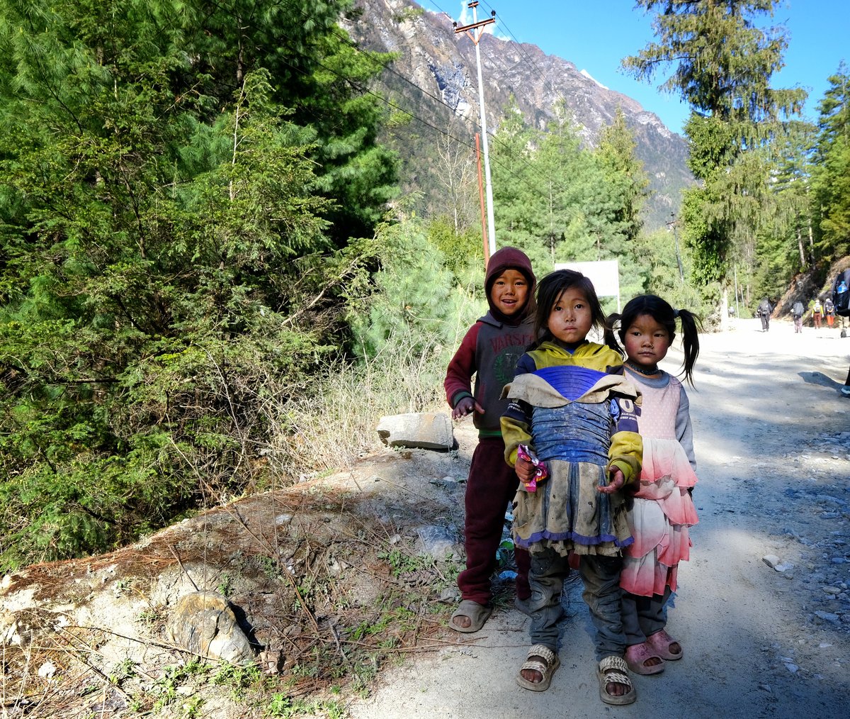 Village children on the path