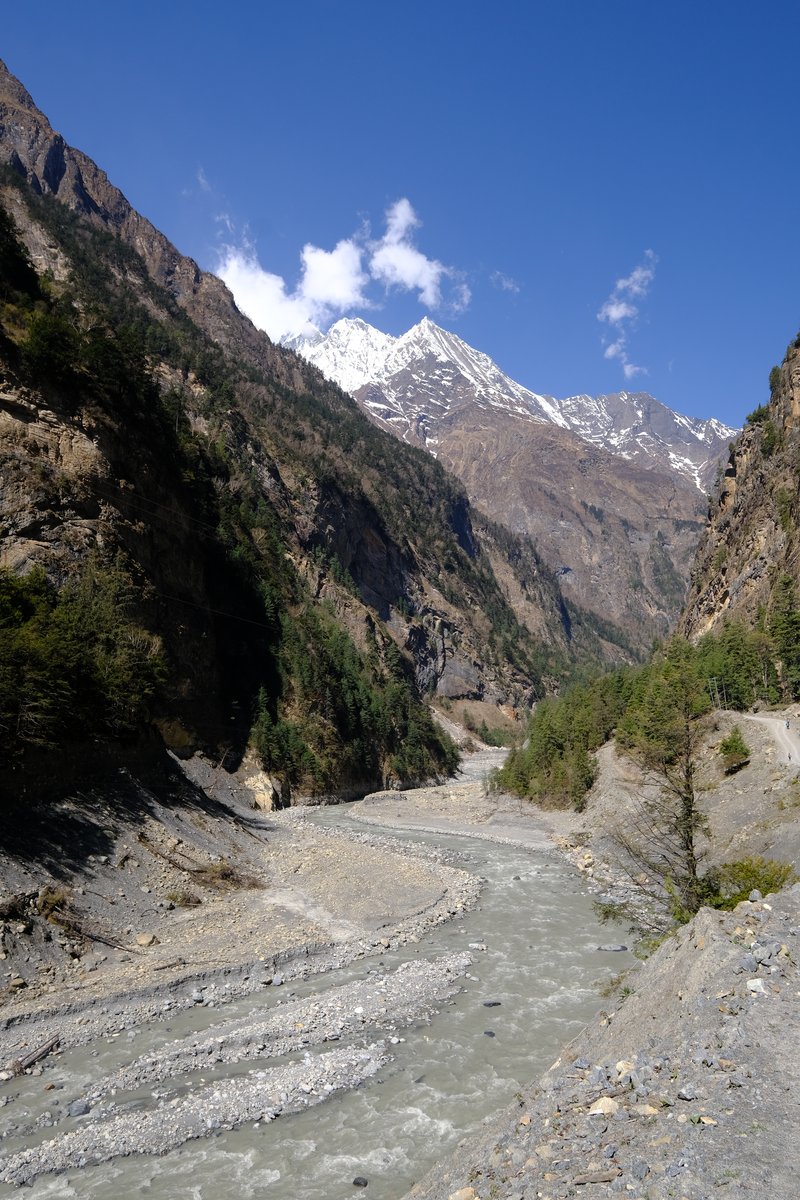 All day long we were walking along the river with the larger peaks of the Annapurna range coming into view