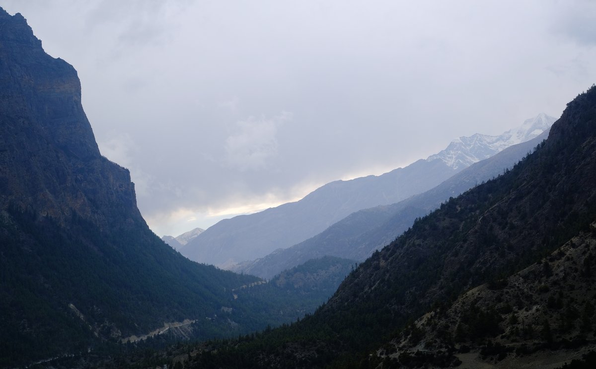 A view of the distant hills from Upper Pisang.