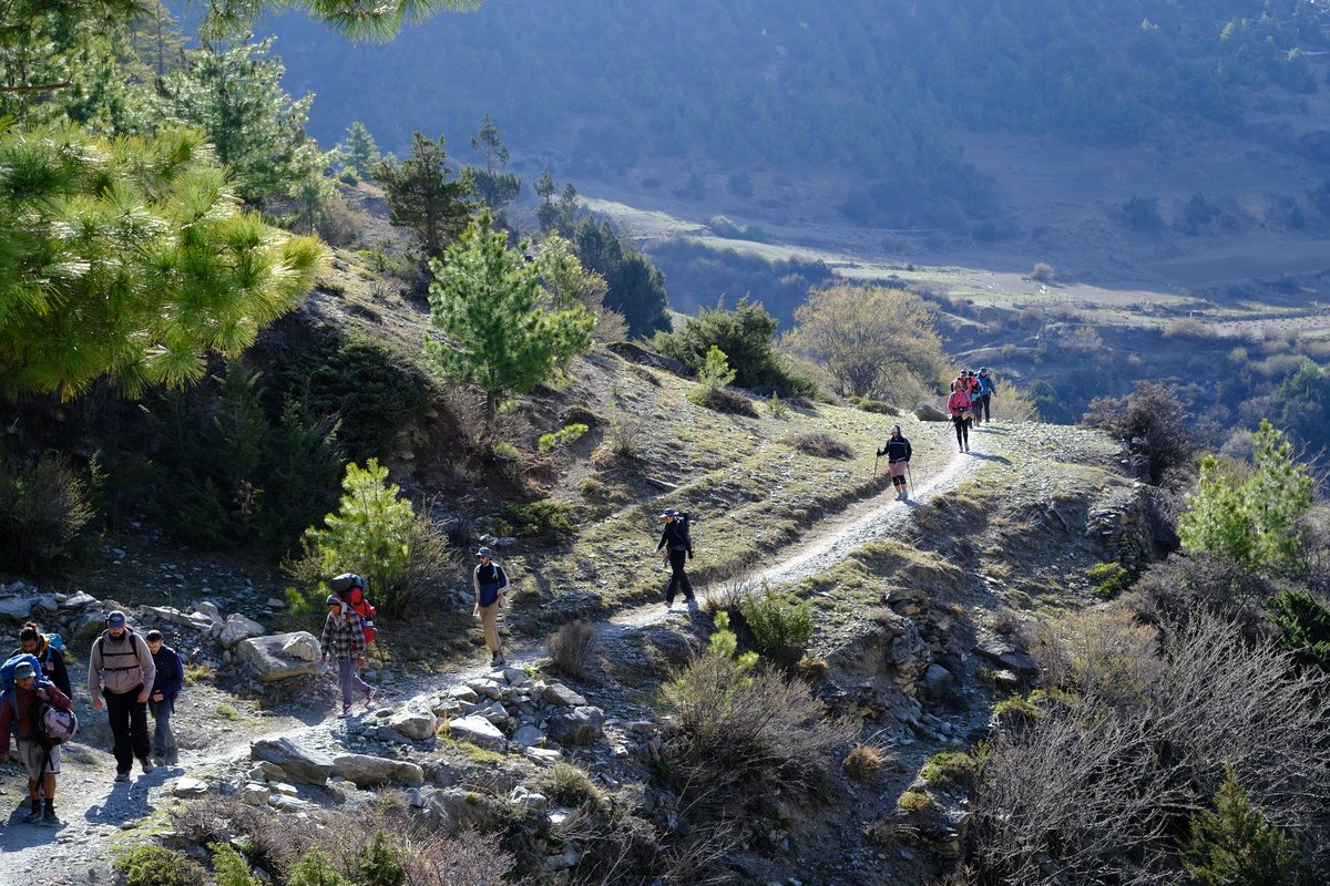 Relatively level ground in the initial part of the walk to Ngawal