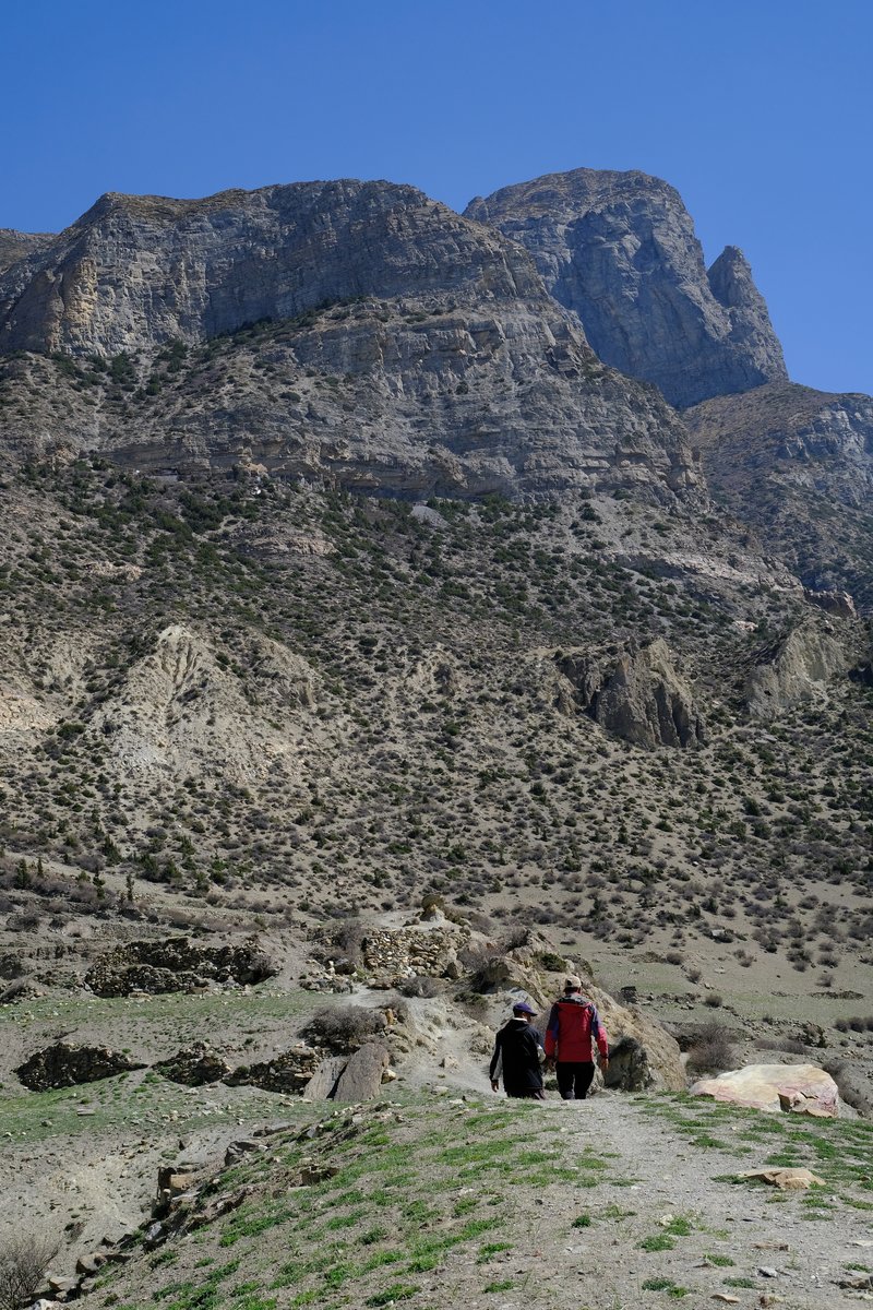 The acclimatization climb to the Praken Gompa was a steep zig zag route up the cliff face