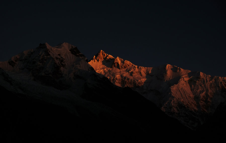 First light on the Kanchenjunga range