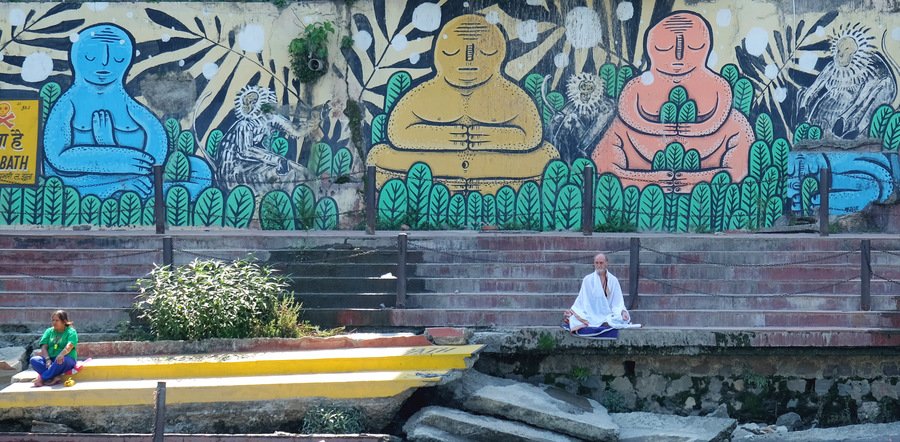 Meditation on the banks of the Ganges